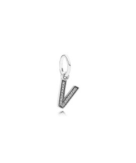 Pandora Letter V Pendant Joia Conta Pendente Pulseira Mulher 791334CZ