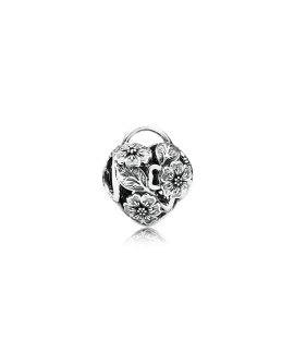 Pandora Floral Heart Padlock Openwork Joia Conta Mulher 791397