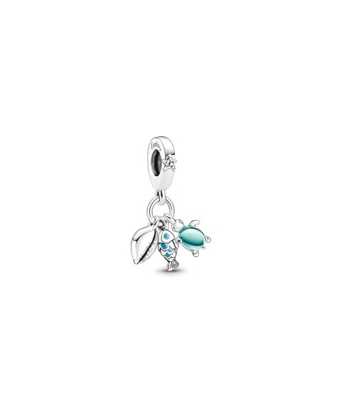 Pandora Fish, Sea Turtle and Conch Triple Joia Conta Pendente Pulseira Mulher 791697C01