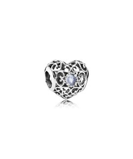 Pandora March Signature Heart Birthstone Joia Conta Mulher 791784NAB