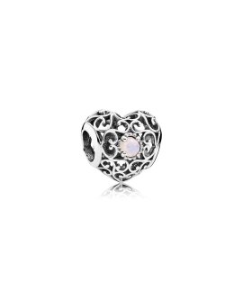 Pandora October Signature Heart Birthstone Joia Conta Mulher 791784NOP