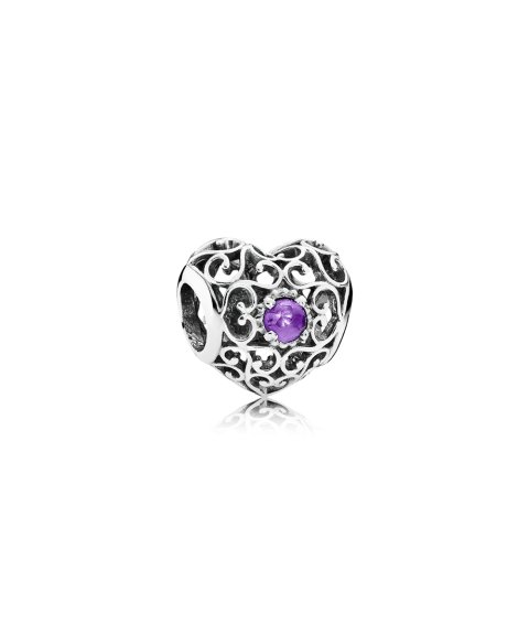 Pandora February Signature Heart Birthstone Joia Conta Mulher 791784SAM Pandora February Signature Heart Birthstone Joia Conta Mulher 791784SAM