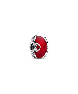 Pandora Frosted Red Murano Glass and Hearts Joia Conta Mulher 792497C01