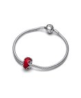 Pandora Frosted Red Murano Glass and Hearts Joia Conta Mulher 792497C01
