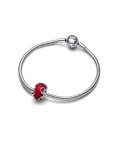 Pandora Frosted Red Murano Glass and Hearts Joia Conta Mulher 792497C01 Pandora Frosted Red Murano Glass and Hearts Joia Conta Mulher 792497C01