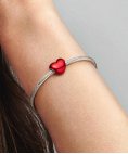 Pandora Metallic Red Heart Joia Conta Mulher 793337C02
