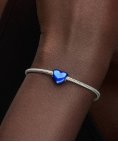 Pandora Metallic Blue Heart Joia Conta Mulher 793337C05