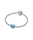 Pandora Metallic Sky Blue Heart Joia Conta Mulher 793337C06