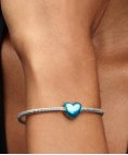 Pandora Metallic Sky Blue Heart Joia Conta Mulher 793337C06