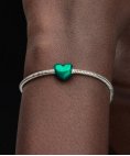 Pandora Metallic Green Heart Joia Conta Mulher 793337C07