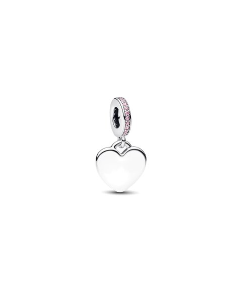 Pandora Engravable Heart Pink Stone Joia Conta Pendente Pulseira Mulher 793926C02
