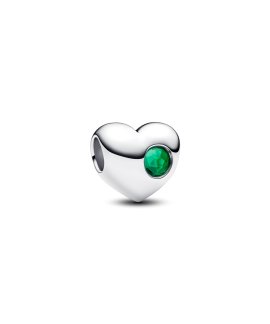Pandora Engravable Green Stone Heart Joia Conta Mulher 794161C05
