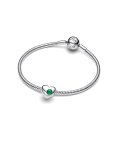 Pandora Engravable Green Stone Heart Joia Conta Mulher 794161C05