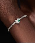 Pandora Engravable Green Stone Heart Joia Conta Mulher 794161C05