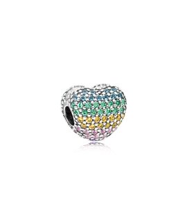 Pandora Multi-Colour Pave Open My Heart Joia Conta Clip Mulher 797221NRPMX