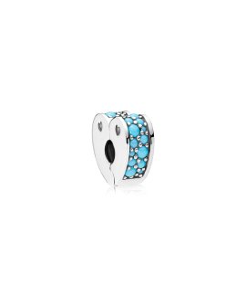 Pandora Cyan Blue Arcs of Love Joia Conta Clip Mulher 797227NYA