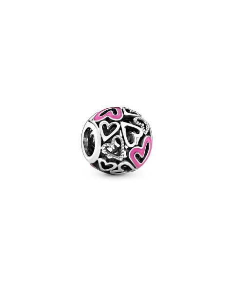 Pandora Pink Openwork Freehand Heart Joia Conta Mulher 798677C01