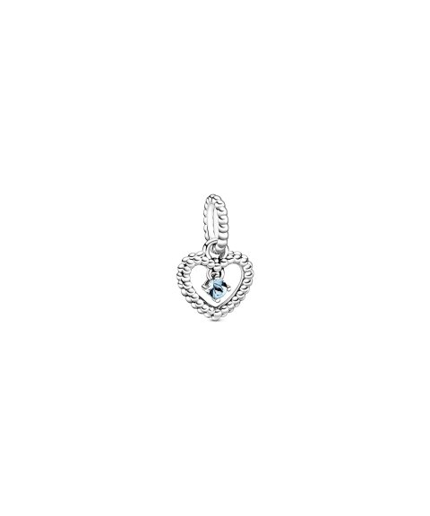 Pandora My True Colours Azul Aqua Joia Conta Pendente Pulseira March Birthstone Heart Mulher 798854C01