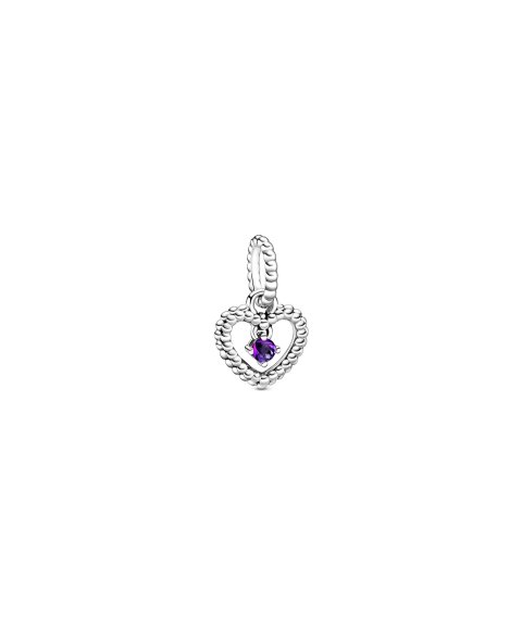 Pandora My True Colours Roxo Joia Conta Pendente Pulseira February Birthstone Heart Mulher 798854C03