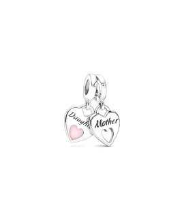 Pandora Mother and Daughter Double Heart Split Joia Conta Pendente Pulseira Mulher 799187C01