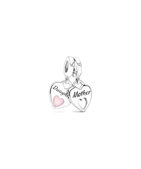 Pandora Mother and Daughter Double Heart Split Joia Conta Pendente Pulseira Mulher 799187C01