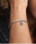 Pandora Stellar Blue Pavé Tilted Heart Joia Conta Pendente Pulseira Mulher 799404C01