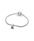 Pandora Stellar Blue Pavé Tilted Heart Joia Conta Pendente Pulseira Mulher 799404C01