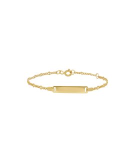 Pereirinha Clássicos Malha Barbela e Pastilha com Chapa Joia Pulseira Ouro 9K Menina 9KPEOPUL26