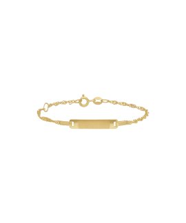 Pereirinha Clássicos Malha Singapura com Chapa Joia Pulseira Ouro 9K Menina 9KPEOPUL36