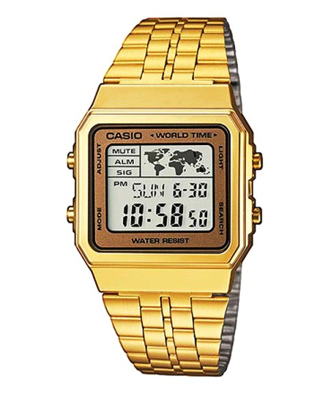 Casio Collection Retro World Time Relógio A500WEGA-9EF Casio Collection Retro World Time Relógio A500WEGA-9EF
