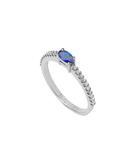 Monseo Eternal Joia Anel Ouro 19.2K, Safira e Diamantes Mulher AN2387C