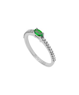 Monseo Eternal Joia Anel Ouro 19.2K, Esmeralda e Diamantes Mulher AN2387D