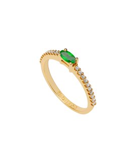 Monseo Eternal Joia Anel Ouro 19.2K, Esmeralda e Diamantes Mulher AN2387J