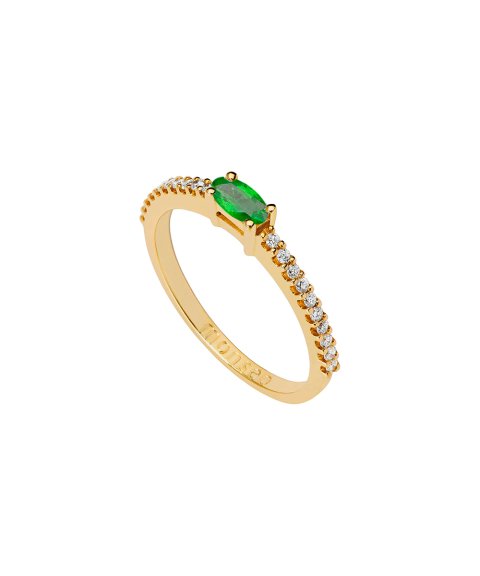 Monseo Eternal Joia Anel Ouro 19.2K, Esmeralda e Diamantes Mulher AN2387J
