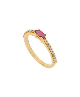Monseo Eternal Joia Anel Ouro 19.2K, Rubi e Diamantes Mulher AN2387K