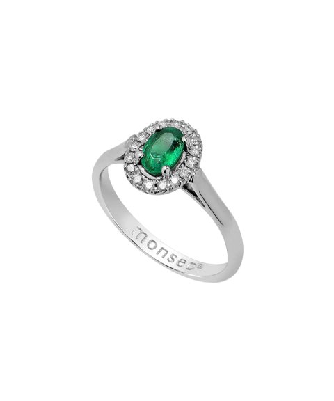 Monseo Moments Oval Emerald Joia Anel Ouro 19.2K, Diamante e Esmeralda Mulher AN2632A
