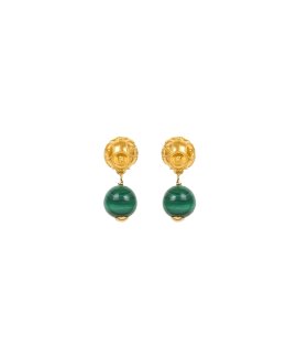 Portugal Jewels Conta de Viana com Malaquite Joia Brincos Ouro 19.2K Mulher AOB1200CO.MA