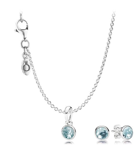 Pandora March Birthstone Droplets Set Joia Colar Brincos Mulher B800370 Pandora March Birthstone Droplets Set Joia Colar Brincos Mulher B800370