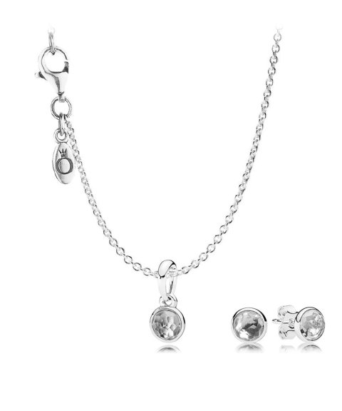 Pandora April Birthstone Droplets Set Joia Colar Brincos Mulher B800371