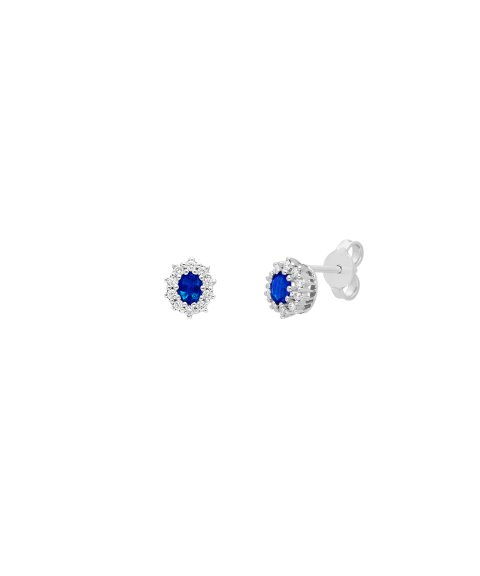 Davite Delucchi Joia Brincos Ouro 18K, Diamante e Safira Mulher BB007802ZF