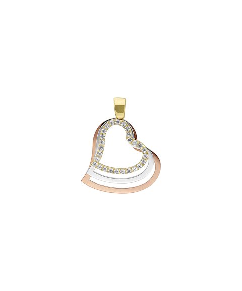 DonaZinda Coração Tricolor Joia Pendente Colar Ouro 19.2K Mulher BER36 DonaZinda Coração Tricolor Joia Pendente Colar Ouro 19.2K Mulher BER36