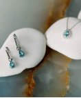 Monseo Moments Water Drop Joia Brincos Ouro 19.2K, Águas-marinhas e Diamantes Mulher BI2546G