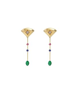 Monseo Journey Joia Brincos Ouro 19.2K, Diamantes, Esmeraldas e Safiras Mulher BI2689