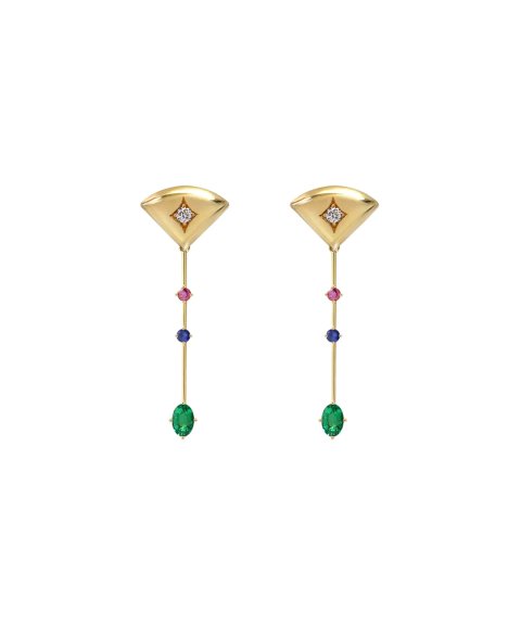 Monseo Journey Joia Brincos Ouro 19.2K, Diamantes, Esmeraldas e Safiras Mulher BI2689