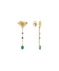 Monseo Journey Joia Brincos Ouro 19.2K, Diamantes, Esmeraldas e Safiras Mulher BI2689