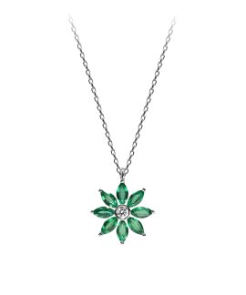 Monseo Moments Margarida Joia Colar Ouro 19.2K, Diamante e Esmeraldas Mulher CO2663A