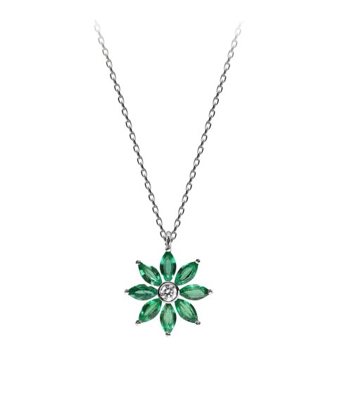 Monseo Moments Margarida Joia Colar Ouro 19.2K, Diamante e Esmeraldas Mulher CO2663A