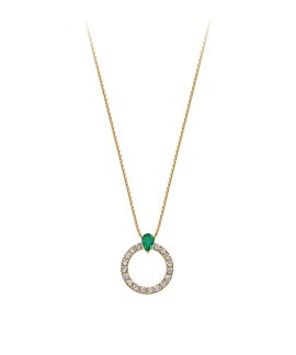 Monseo Affinity Esmeralda Diamantes Joia Colar Ouro 19.2K Mulher CO2719B