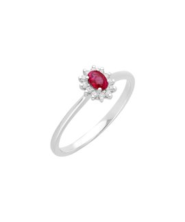 Encantus Princess Joia Anel Ouro 18K, Diamante e Rubi Mulher ENC18KAA031148RB