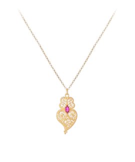 Portugal Jewels Dar Cor à Tradição Joia Colar Coração de Viana Rubi Mulher FPC0165.RD